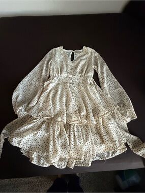 Cream Polka Dot Layered Party Dress